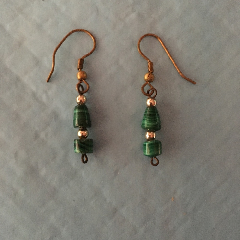 Malachite earrings with hooks
